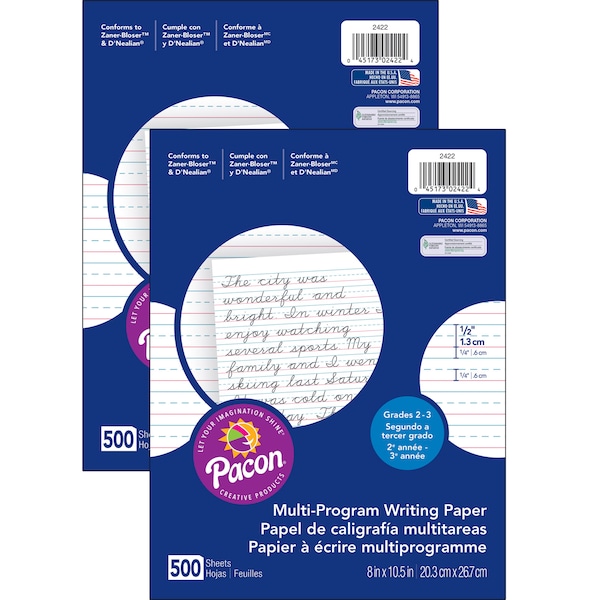 Multi-Program Handwriting Paper, 8 x 10.5, PK1000